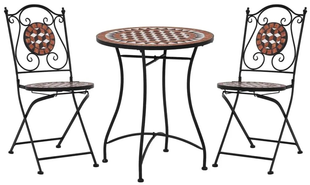 3-cz. ceramiczny, terakotowy zestaw mebli bistro S0-R57