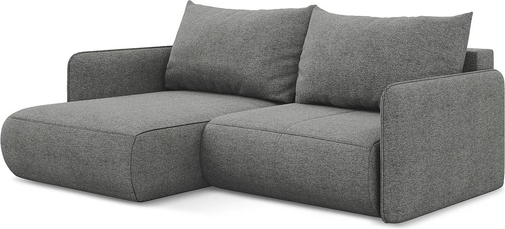 Narożnik lewostronny z funkcją spania - z tkaniny szenilowej - słoniowy - NANEA