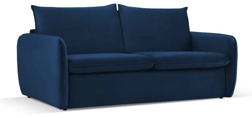 Ciemnoniebieska aksamitna rozkładana sofa 214 cm Vienna – Cosmopolitan Design