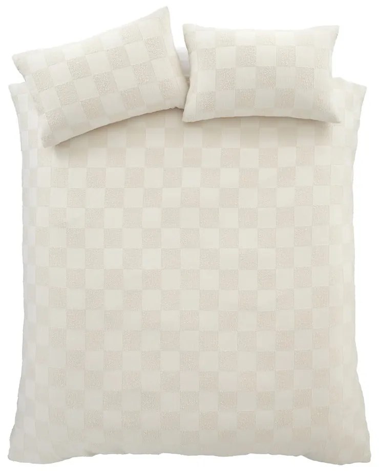 Kremowa pościel jednoosobowa z materiału bouclé 135x200 cm Cosy Checkerboard – Catherine Lansfield