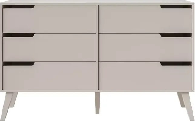 Komoda Clover II – nowoczesna komoda z 6 szufladami, frezowanymi frontami i drewnianymi nogami