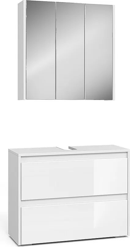 Zestaw mebli łazienkowych biały/biały wysoki połysk 80.1x30.1x62 majest