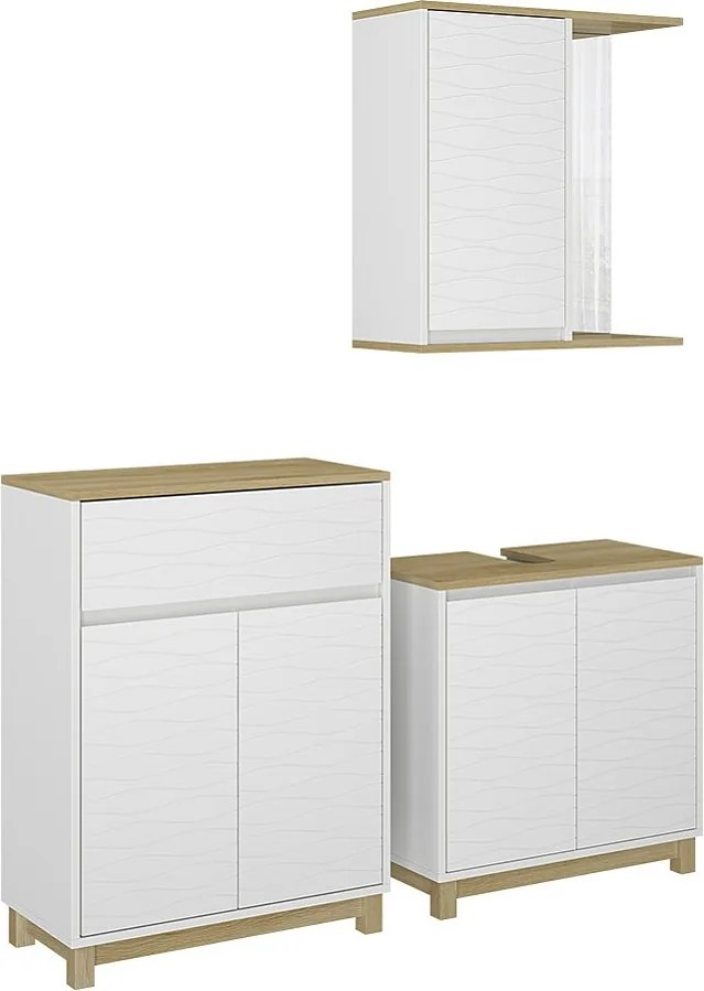 Zestaw mebli łazienkowych biały/dąb 60x30x60 livia