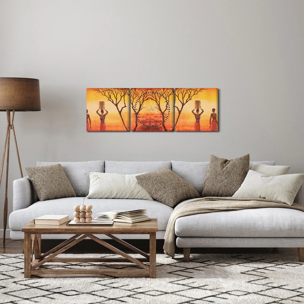 Obraz - Afrykańska sawanna (z zegarem) (90x30 cm)