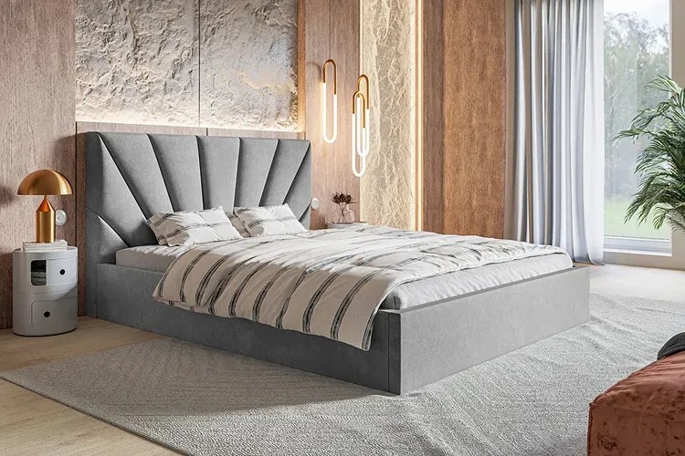 Jasnoszare Tapicerowane Łóżko 120X200 A8-P60