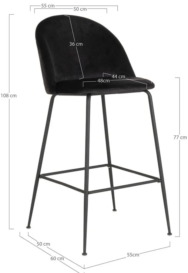 Czarne aksamitne hokery zestaw 2 szt. 108 cm Lausanne – House Nordic
