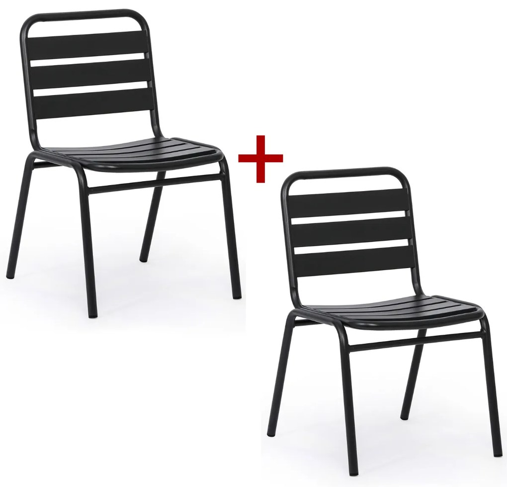 Metalowe krzesło bistro RIVA, 1+1 GRATIS, do użytku zewnętrznego, grafitowy