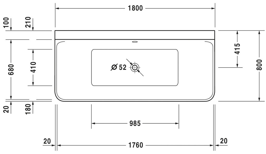 Duravit P3 wanna prostokątna, podtynkowaAkryl - biały błyszczący - 180 x 80 cm