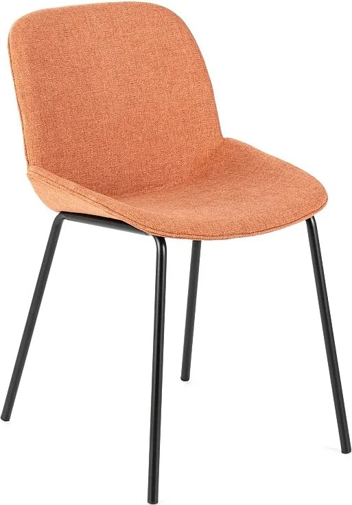 Zestaw 4 krzeseł do jadalni "Sami" z materiału w kolorze rdzy i eleganckimi, nowoczesnymi, malowanymi metalowymi nogami