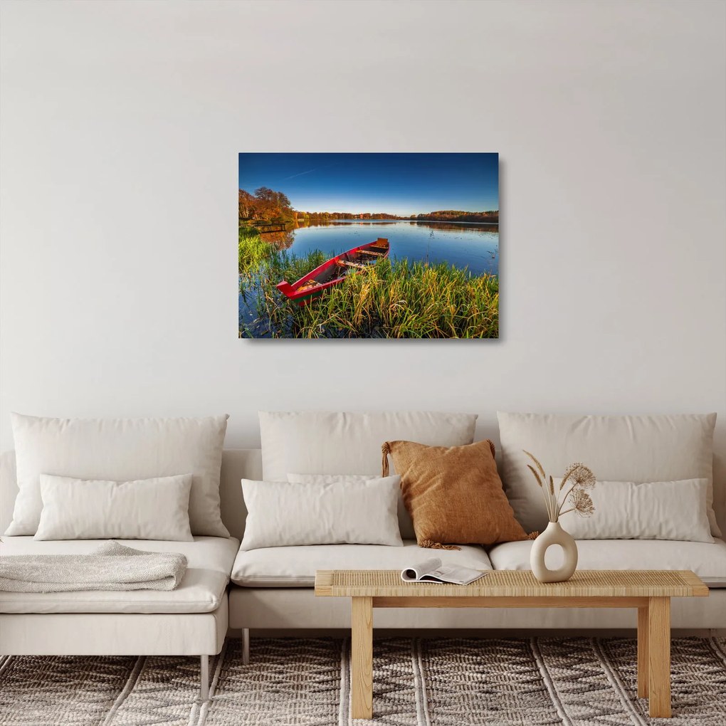 Obraz na szkle czerwonej kropki (70x50 cm)