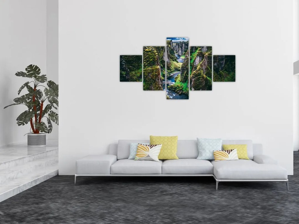 Obraz - Rzeka w skalistej dolinie (125x70 cm)