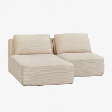 2-częściowa Lewa Modułowa Sofa Typu Szezlong Z Próżniowo Pakowanego Kordu Temple Sztruksu Beżowy Len - Sklum