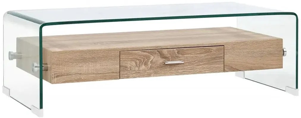Stolik ze kawowy szkła hartowanego z szufladą E8-S37