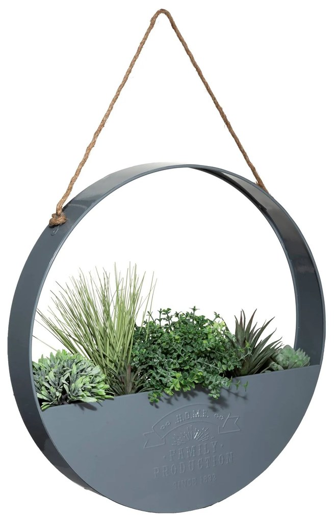 Sztuczne kwiaty, Ø 44 cm, wisząca dekoracja w metalowej osłonce
