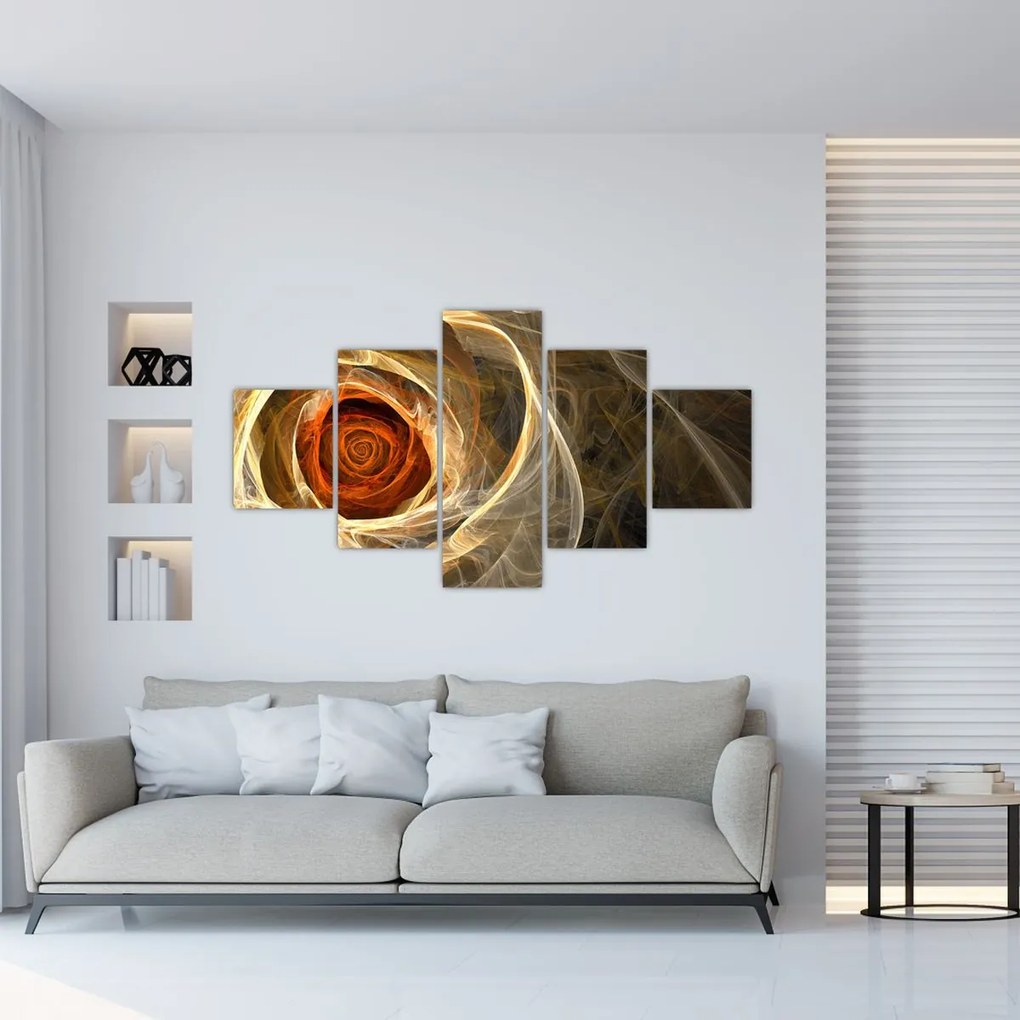 Obraz - Abstrakcyjne róże w ognistych kolorach (125x70 cm)