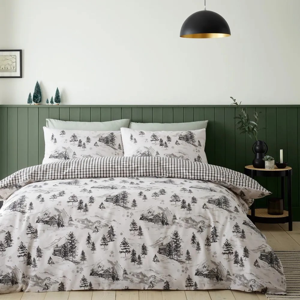 Beżowa flanelowa pościel dwuosobowa 230x220 cm Alpine Vilage – Catherine Lansfield
