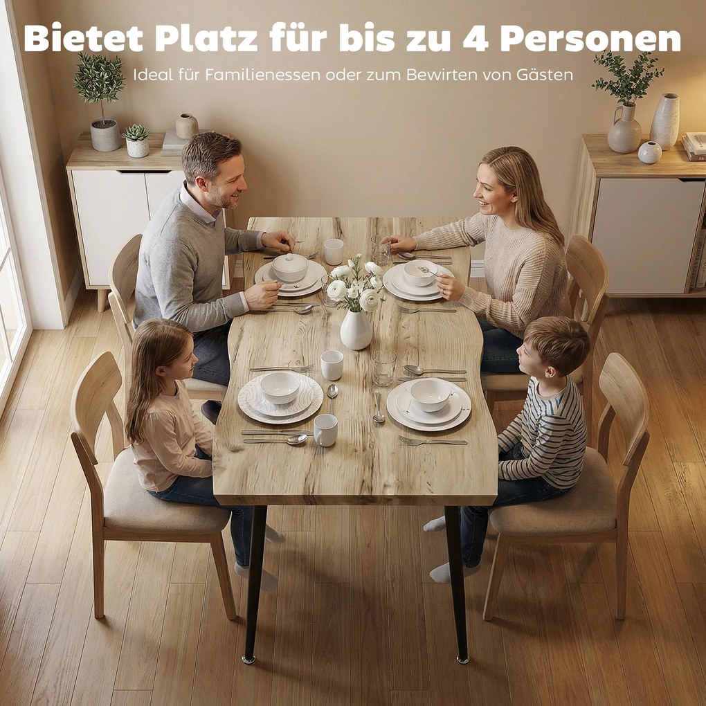 HOMCOM Stół jadalny dla 4 osób, 110 cm Nordycki prostokątny stół kuchenny ze stalowymi nogami do salonu i jadalni, dąb | Aosom PL