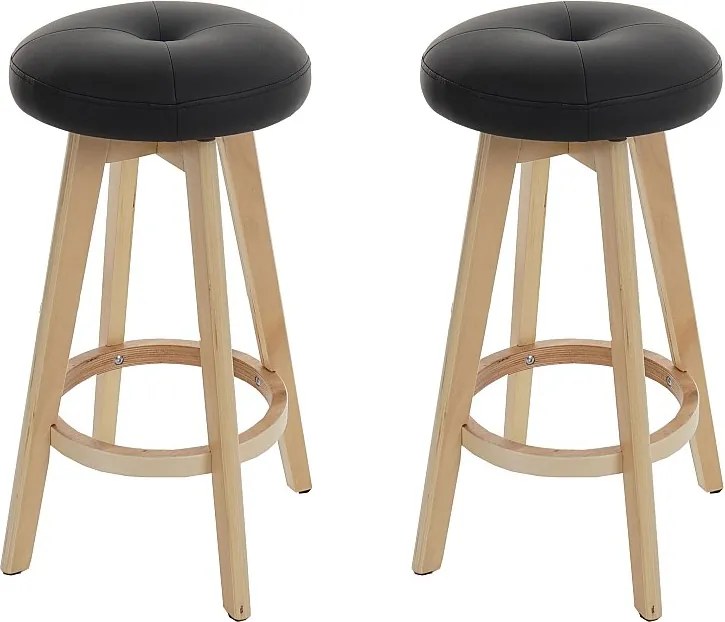 Stołek barowy Boras (zestaw 2) obrotowy,  czarny, jasne nogi