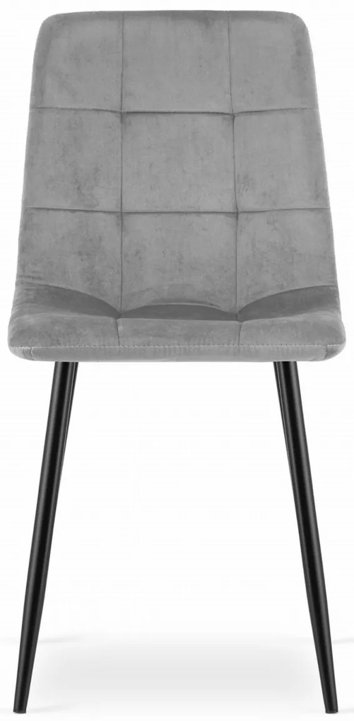Krzesło aksamitne KARA jasnoszare na czarnych nogach