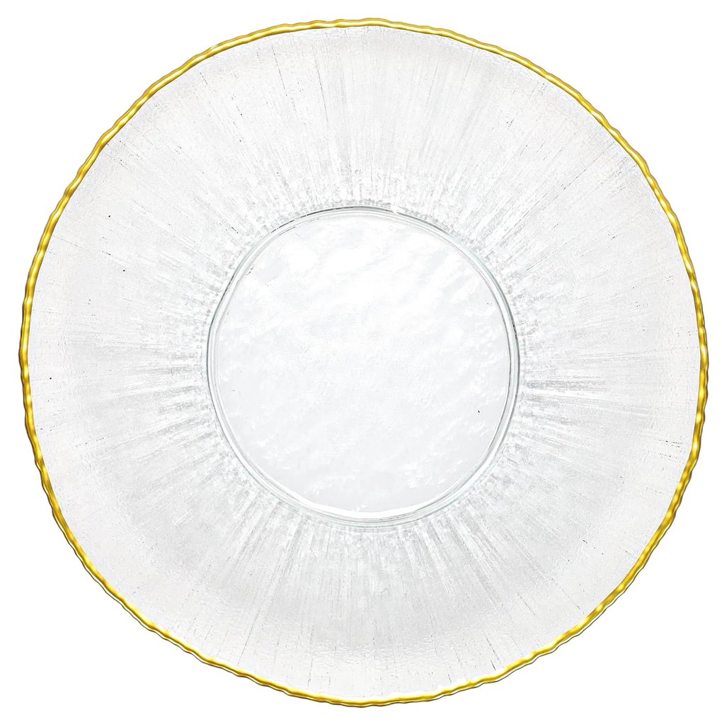 Szklany talerz płaski ze złotą obwódką DATURA, 28 cm
