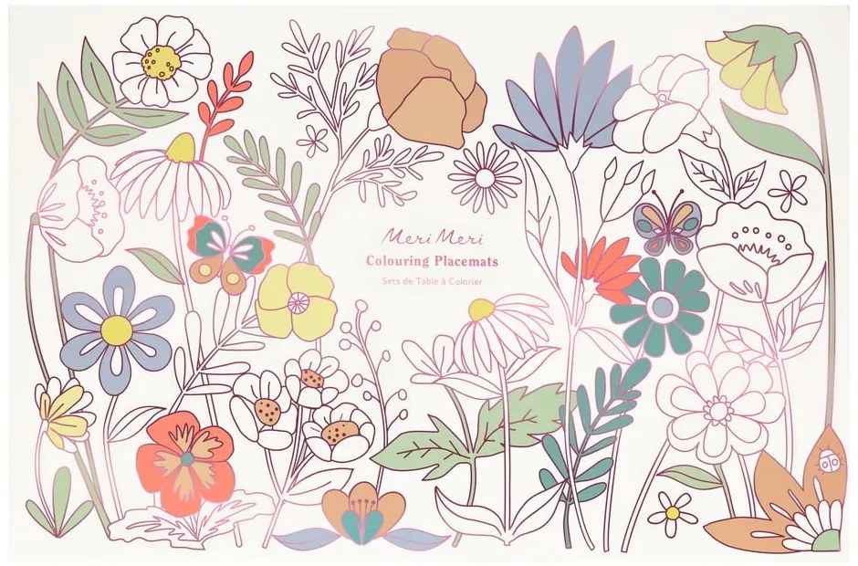 Papierowe maty stołowe zestaw 8 szt. 28x42.5 cm Butterflies & Flowers – Meri Meri