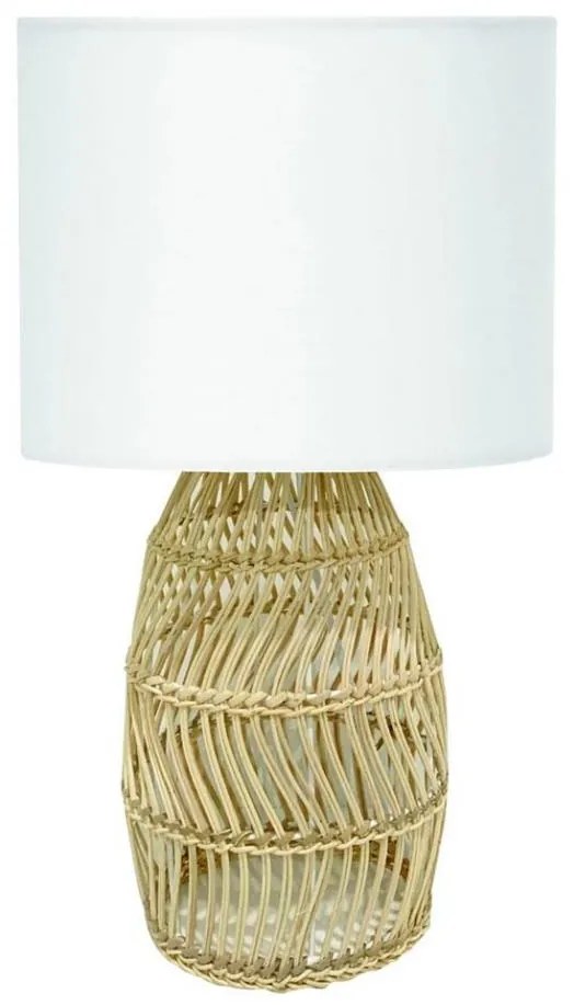 Lampa stołowa 1xE27/25W/230V rattan/biały