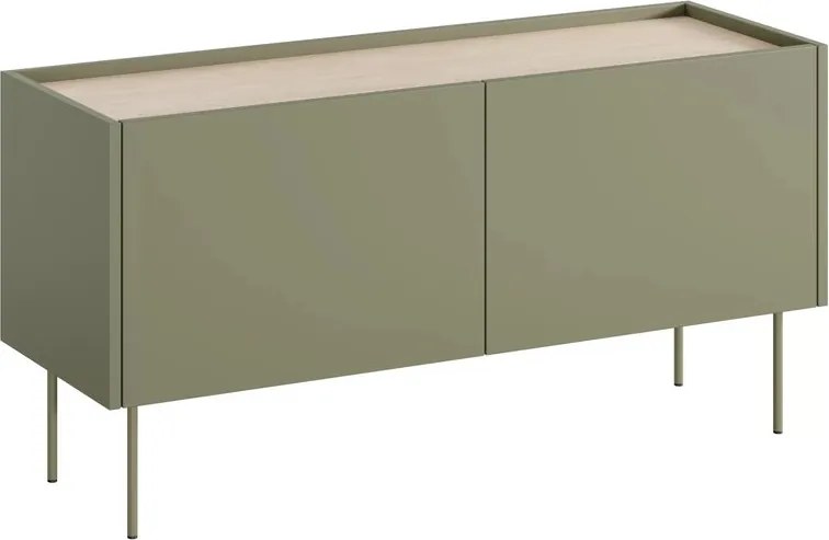 Szafka RTV Desin 120 cm z metalowymi nogami - oliwka / dąb nagano