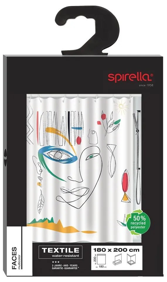 Zasłona prysznicowa 180x200 cm Faces – Spirella