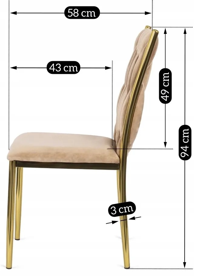 Krzesło Tapicerowane Plecione do Salonu DAN Beżowe Welurowe Nowoczesne Glamour