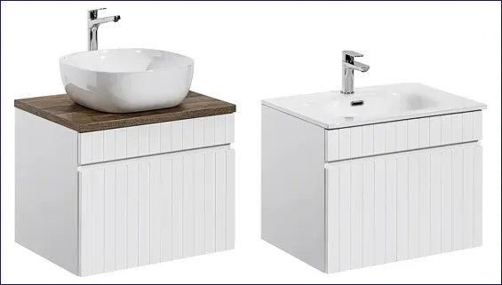 Biała ścienna szafka umywalkowa 60 cm z lamelami P0-K09