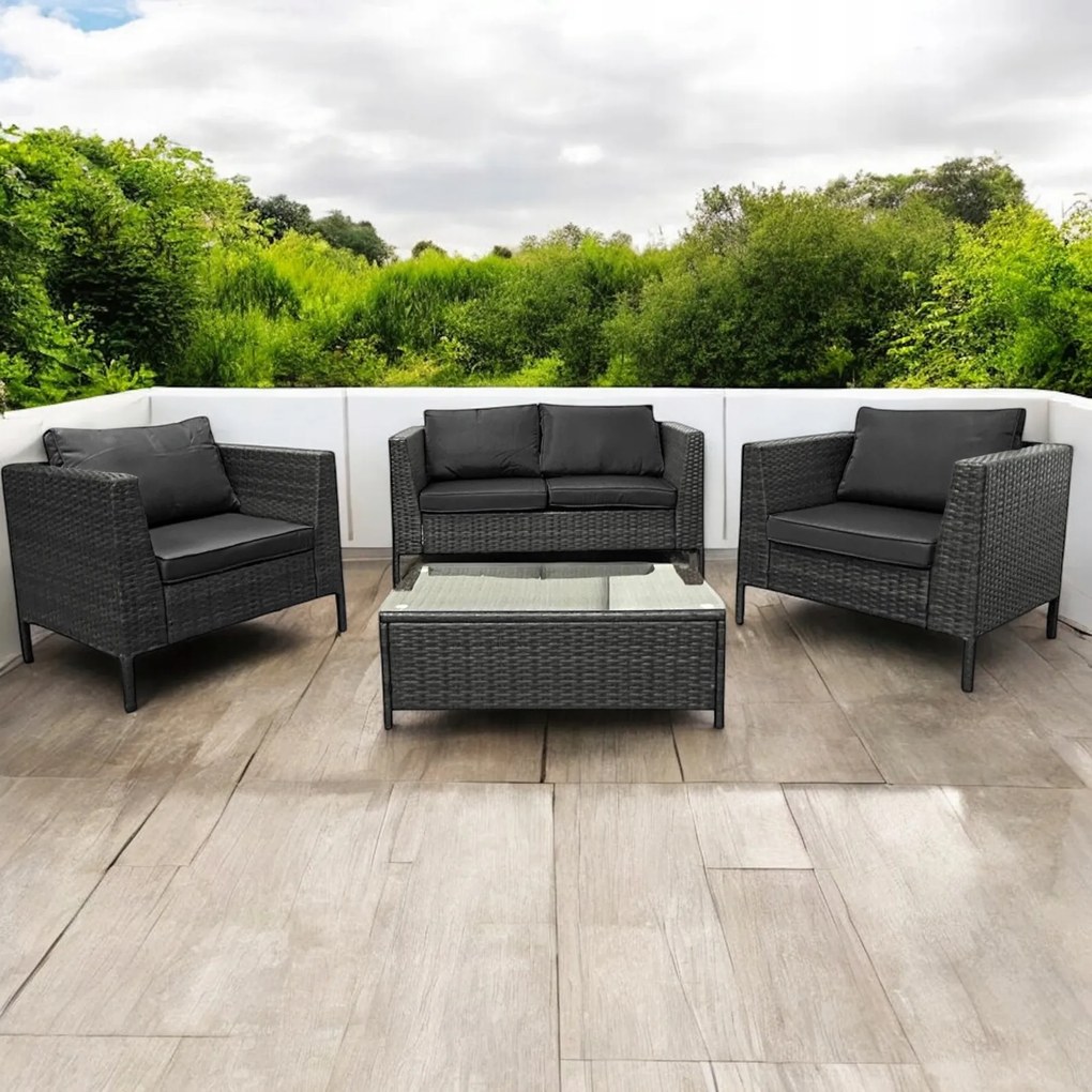 Zestaw mebli do ogrodu Breza, kolor szary, poduszki szare