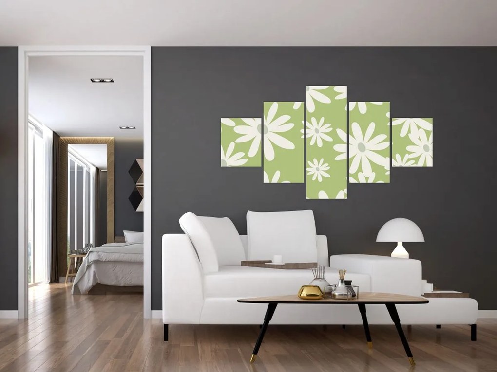 Obraz - Hipisi, zielone kwiaty N⁰1 (125x70 cm)