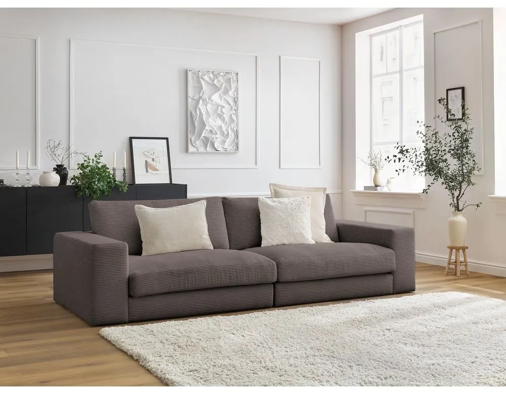 Szarobrązowa sztruksowa sofa 274 cm Leonard – Bobochic Paris