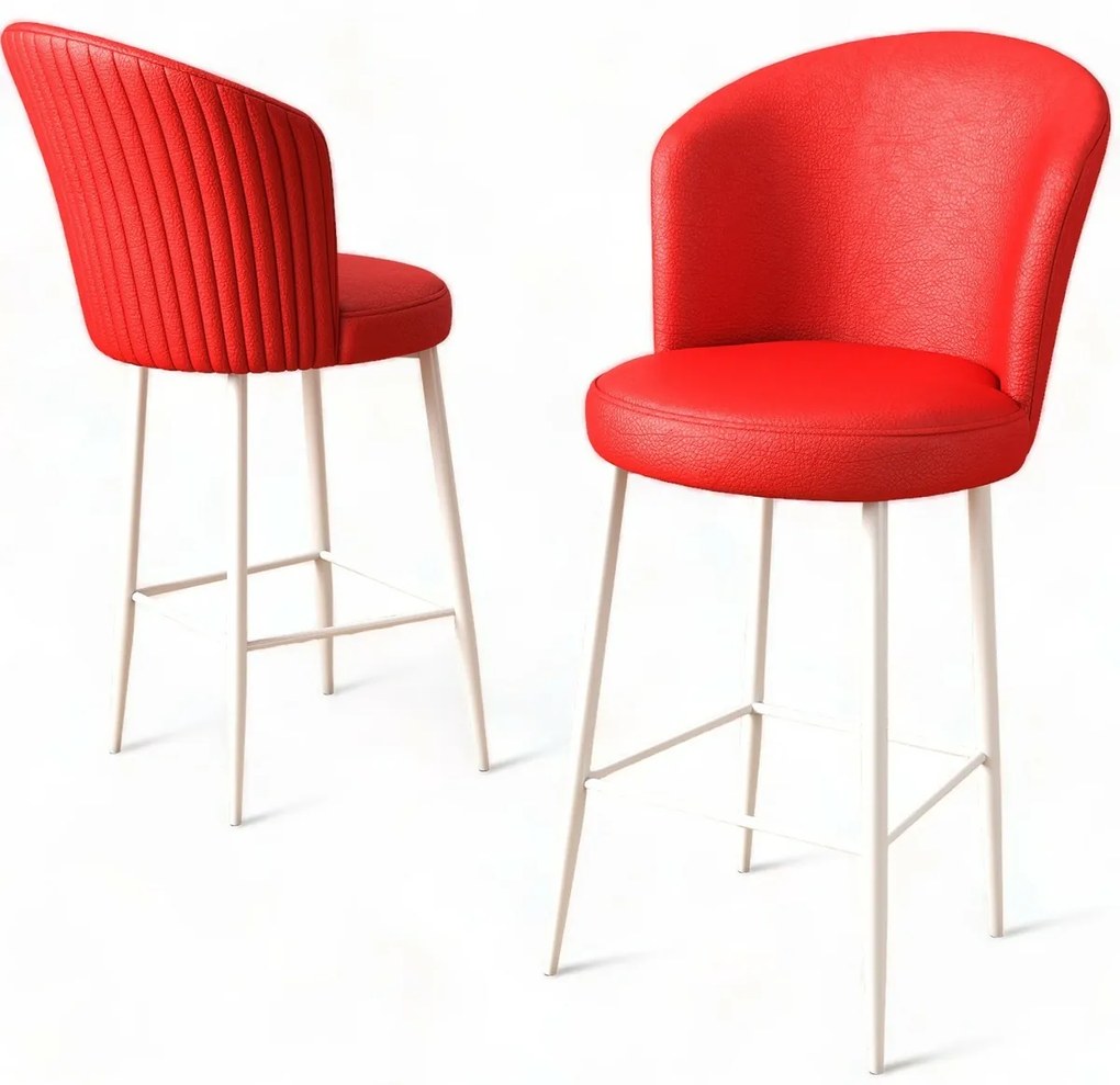 Zestaw krzeseł barowych Uras Red and White, 2 szt., 2 szt.