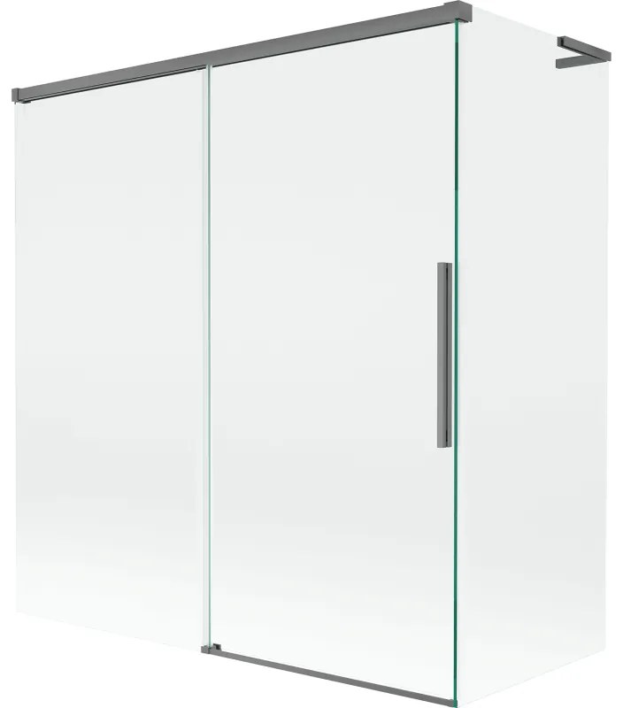 Mexen Rox L parawan nawannowy 2-skrzydłowy rozsuwany 150 + 70 x 150 cm, transparent, gun metal - 8C9L-150-070-95-00
