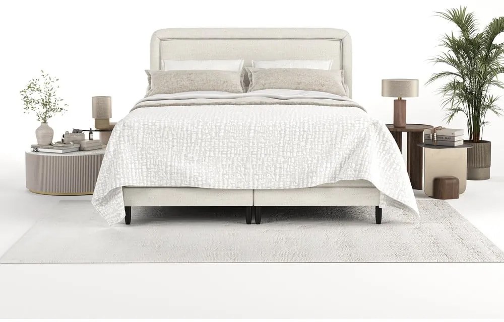 Kremowe łóżko boxspring 160x200 cm Dove – Maison de Rêve