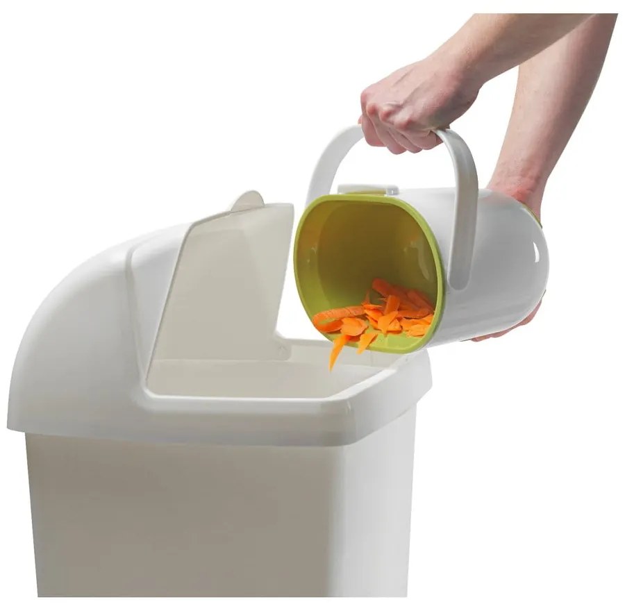 Biało-zielony pojemnik na odpadki organiczne Addis Caddy, 2,5 l
