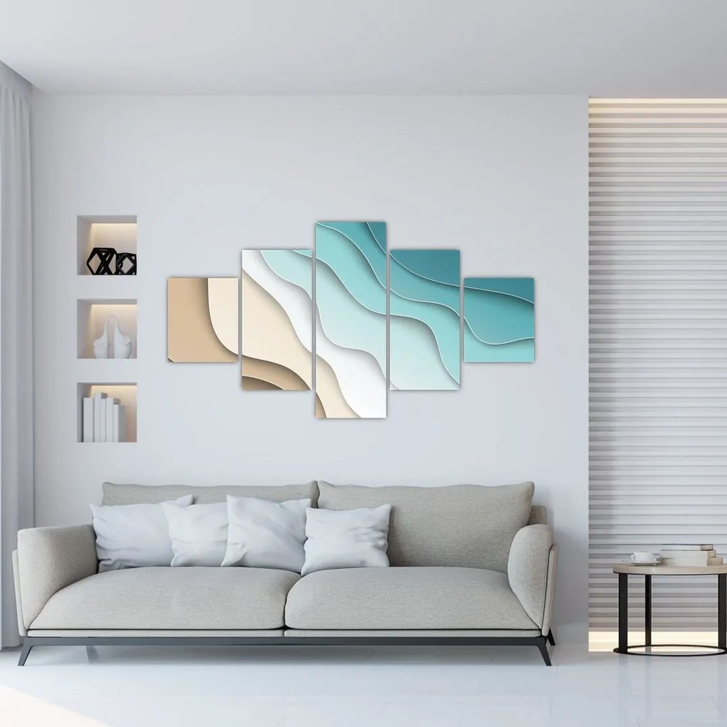 Abstrakcyjny obraz wybrzeża morskiego (125x70 cm)