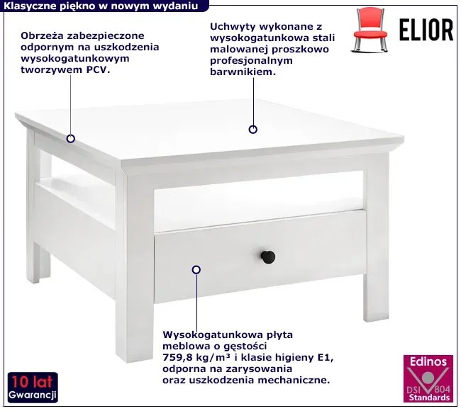 Biały skandynawski stolik kawowy - Esperox 6X