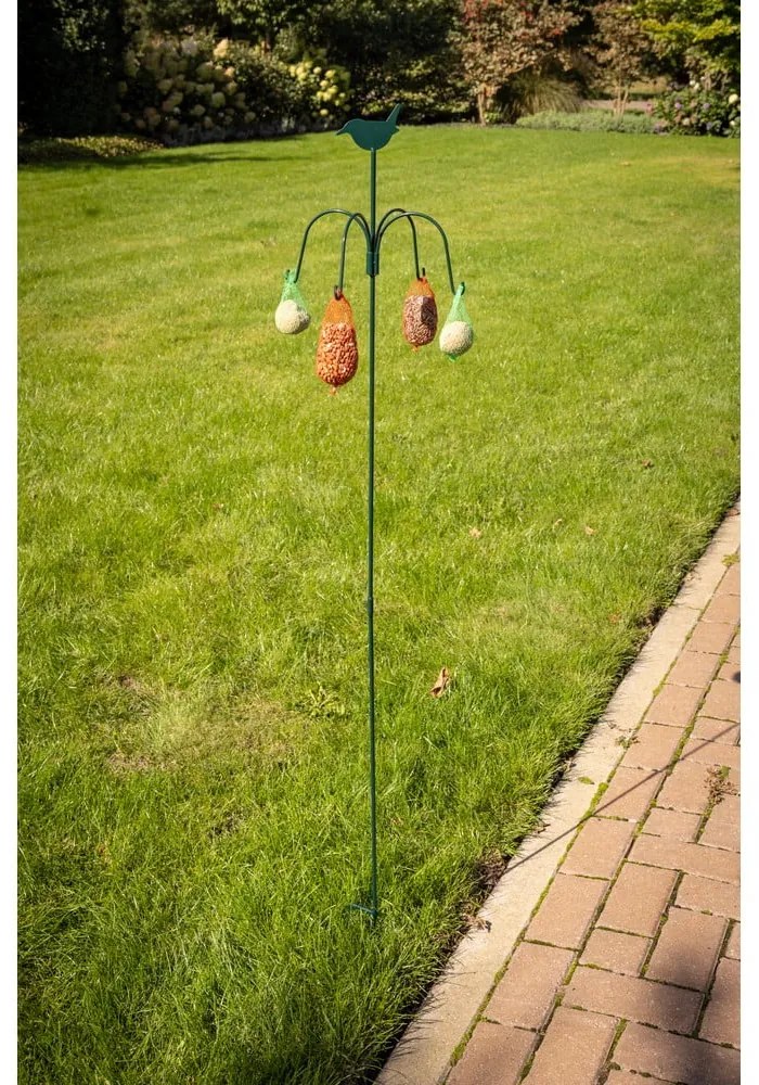 Ciemnozielony karmnik do wbicia w ziemię Esschert Design, wys. 148 cm