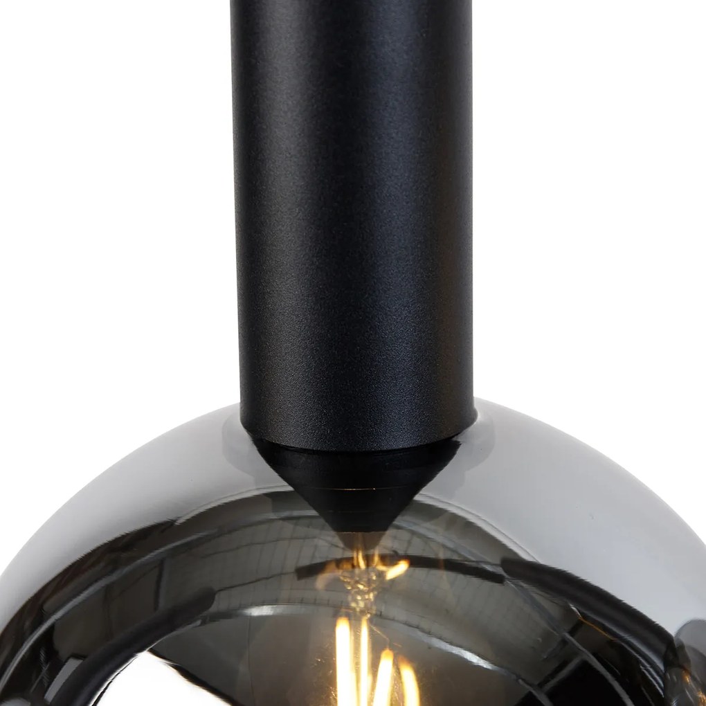 Nowoczesna lampa wisząca czarna z przydymionym szkłem 5-źródłowa - Clayton Nowoczesny Oswietlenie wewnetrzne
