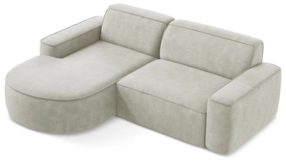 Kremowy narożnik z tkaniny szenilowej (lewostronny/z szezlongiem) Omao – Makamii