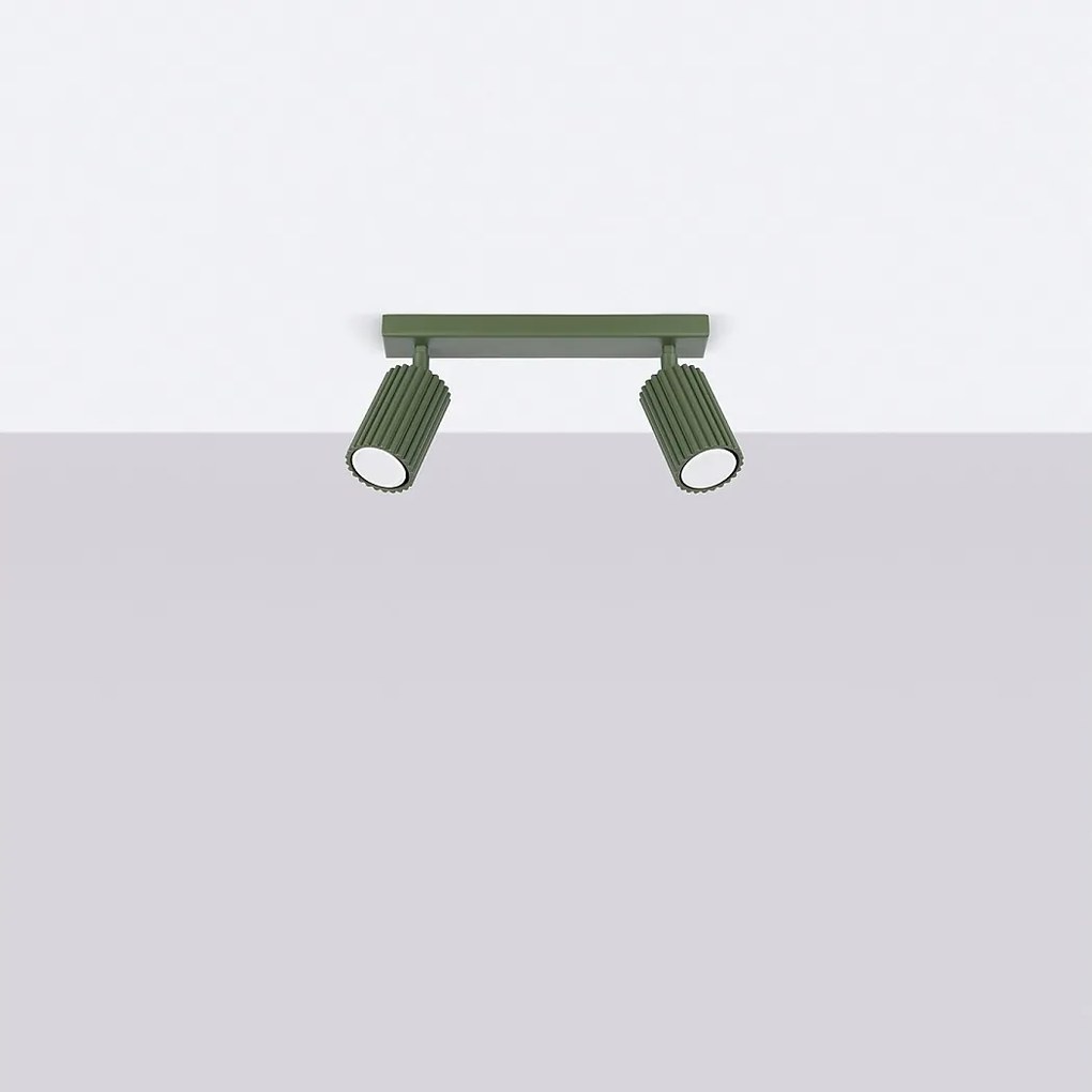 Lampa sufitowa minimalistyczny Gloow, aluminium - 2 źródło światła 4000K - L.30 x H.16.5 cm - zielony oliwkowy