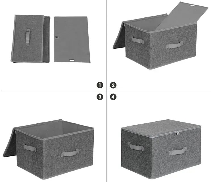 Komplet 3 szarych organizerów na zamek T8-S07