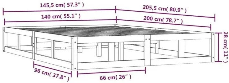 Czarne podwójne drewniane łóżko 140x200 R6-Z59