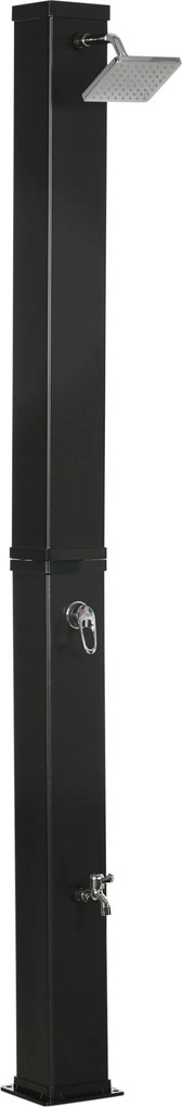 Outsunny Solarna prysznic z obracającą się o 360° głowicą, prysznic do stóp, podgrzewanie wody do 60°C, czarny, 19 x 20 x 217 cm