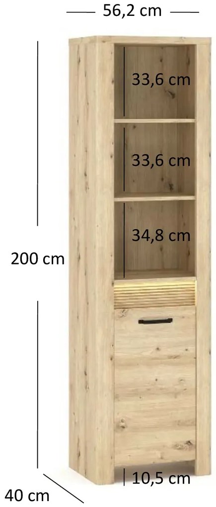 Nowoczesny regał otwarty z LED dąb artisan G6-G21