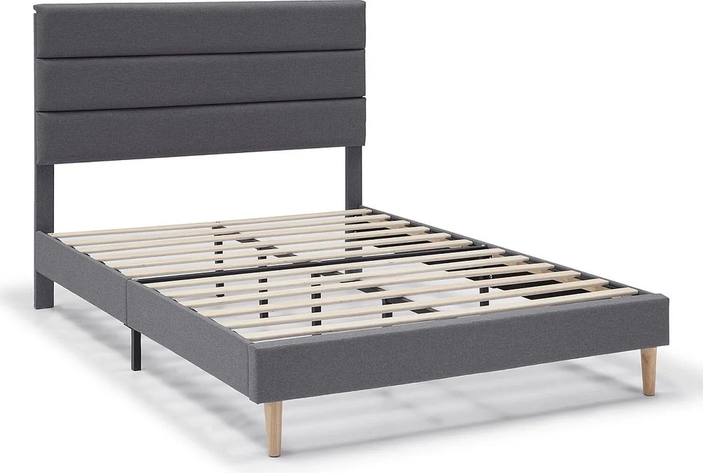 Rama łóżka platformowego Aroma z pikowanym zagłówkiem, 30 cm, 140x190 cm, Ciemnoszary