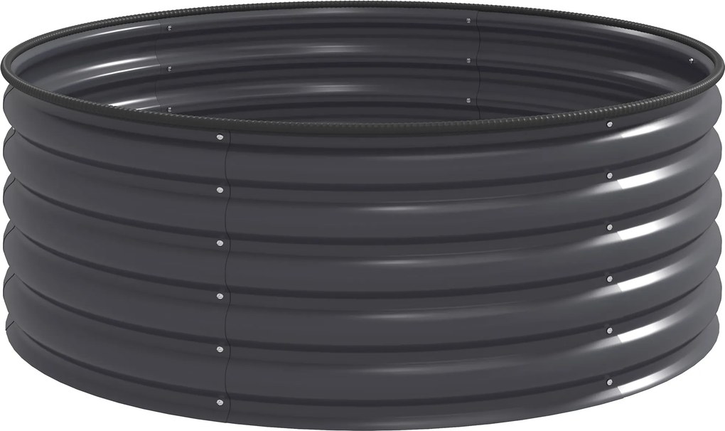 Outsunny Wysokie Grządki, Ocynkowany Płotek Ogrodowy z Bezpieczną Obramówką, Skrzynka na Rośliny z Otwartym Dnem, 120 x 120 x 43 cm, Ciemnoszary