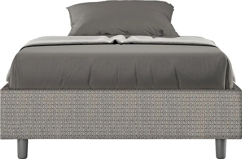 Łóżko wyposażone w stelaż z listwami z pojemnikiem tapicerowane 120x190 tkaniny Labirinto 2 szary Azelia